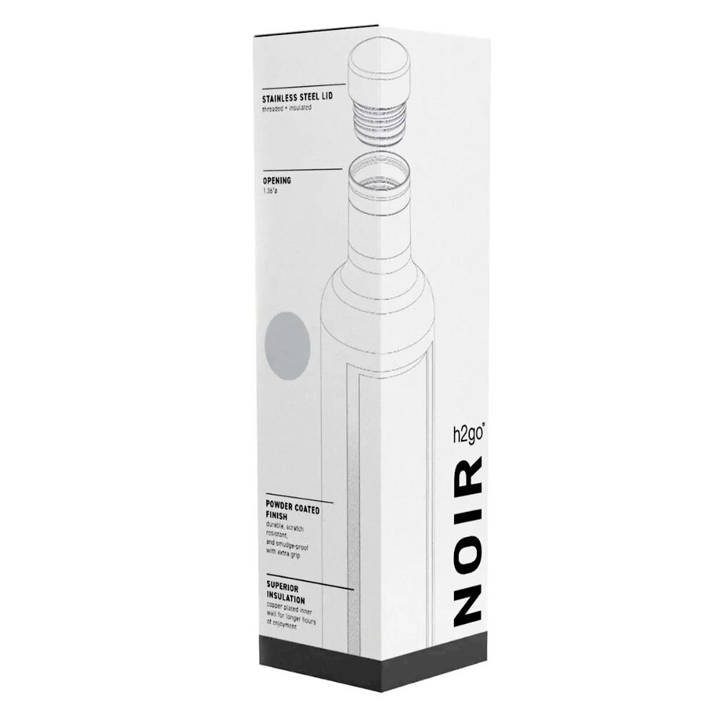 Noir White Stainless Steel Insulated Water Bottle Tumbler by h2go 25oz